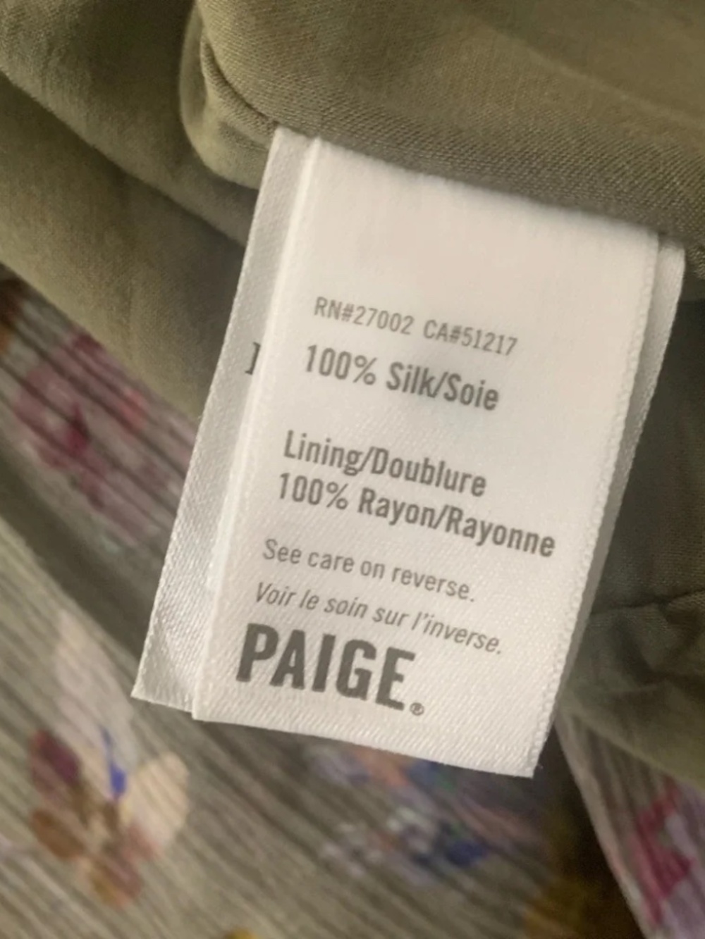Paige Elynne Floral Long Sleeve Silk Chiffon Dress In Moss - size XS - Picture 5 of 9